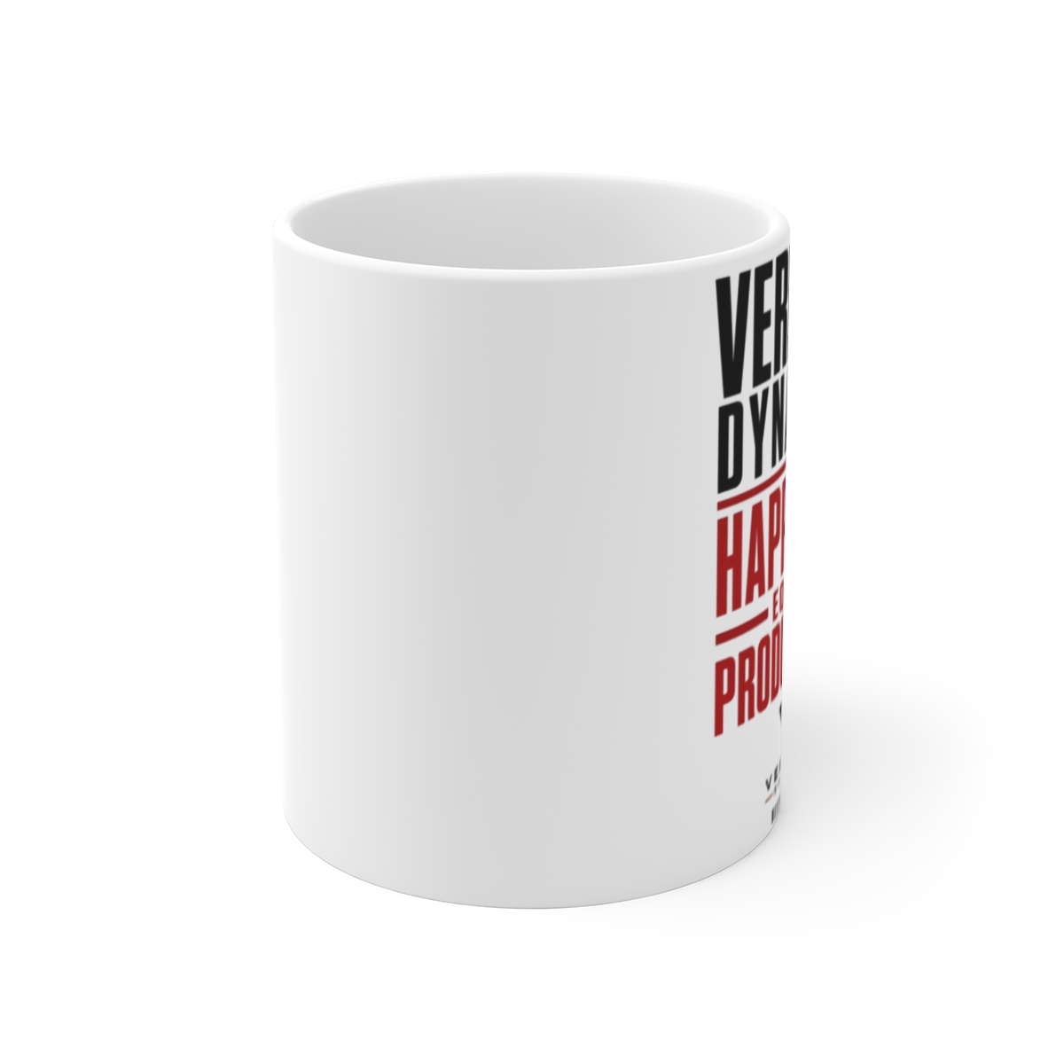 Better Off Ted "Veridian Dynamics: Happiness Equals Productivity" White Mug - alternate angle 1, merchandise